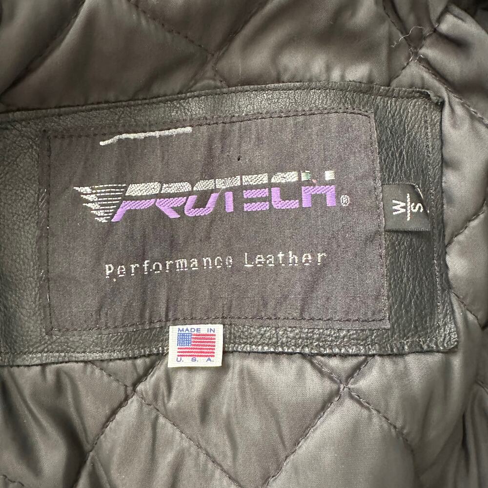 Protech Performance Leather USA Made Moto Biker Lined Belted Black Jacket wmn S - Picture 5 of 9